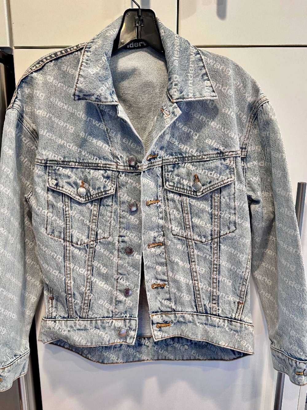 Alexander Wang Light Blue Logo-Print Denim Jacket